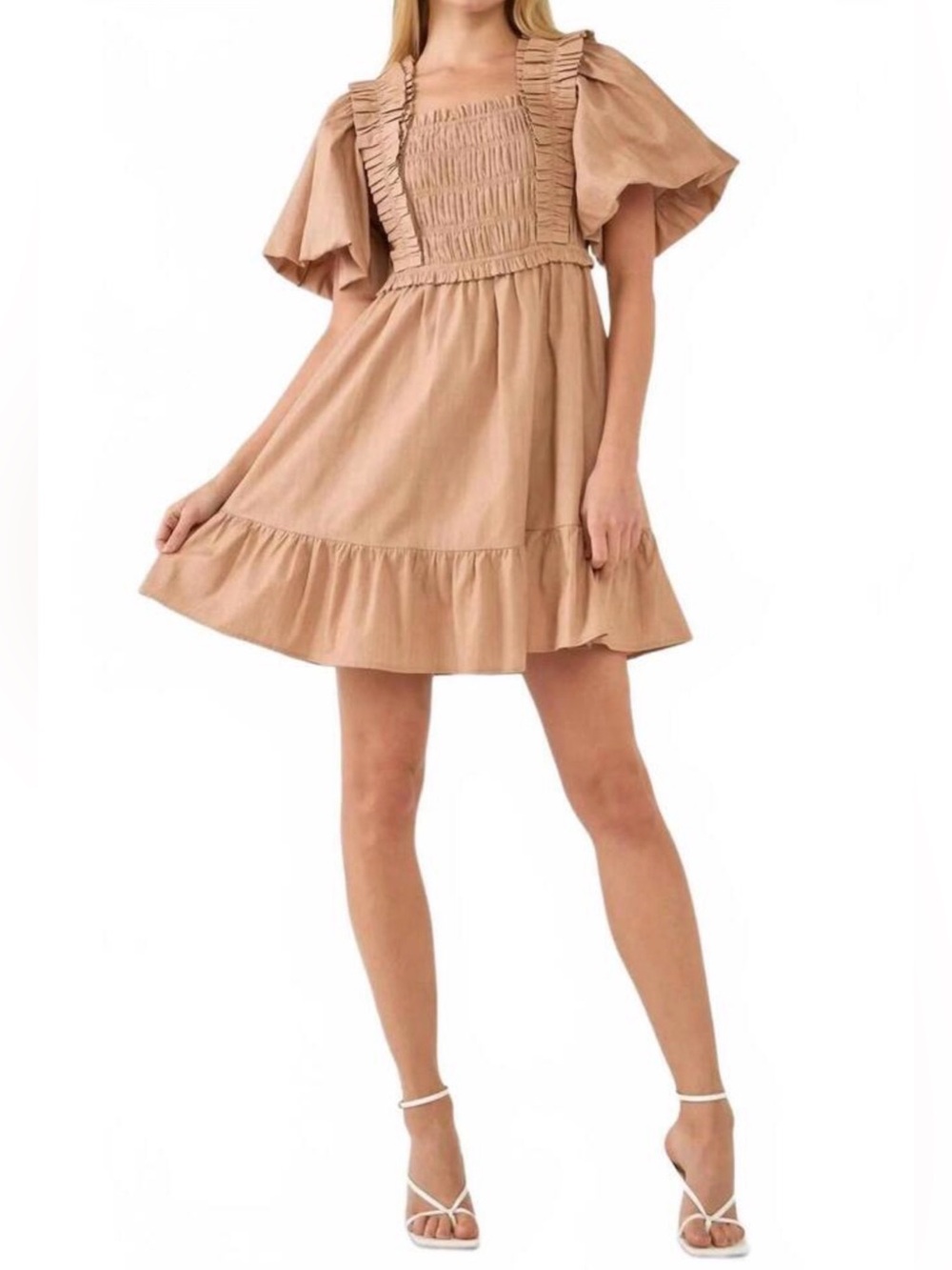 English Factory Tyler Puff Sleeves Mini Dress Sz MEDIUM